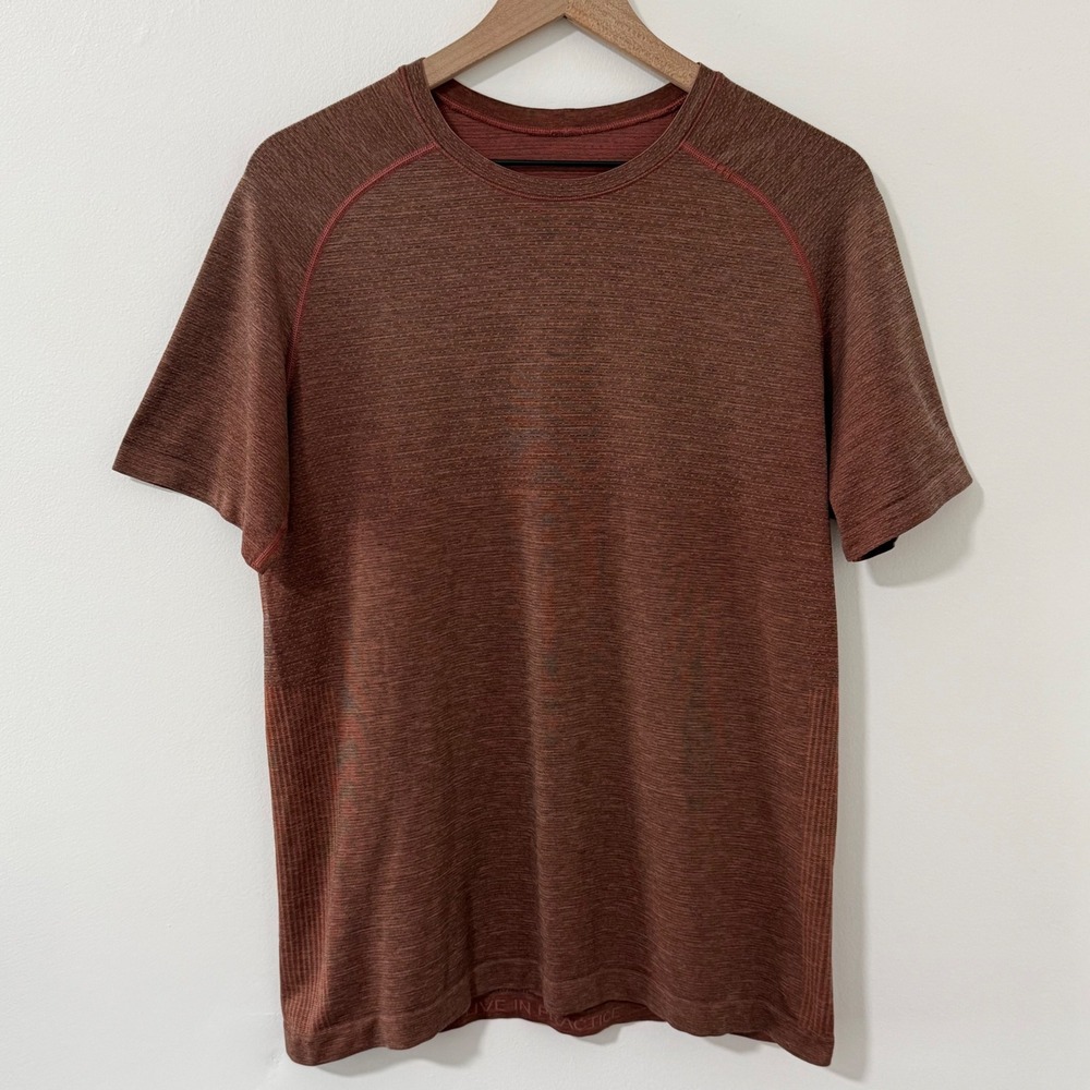 Lululemon Metal Vent Tech Short Sleeve Men M Brown Activewear Gym Running